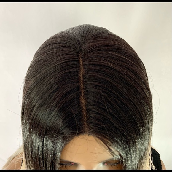 Ombre Slate Brown Mix Color Premium Synthetic Wig - Picture 3 of 8